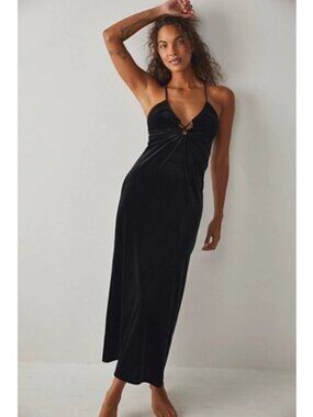 Free People Only Hearts Leila Maxi Slip Dress Velvet Kohl Color
